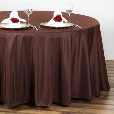Polyester Round Tablecloth 108" Chocolate - Durable and Stain-Resistant for Easy Maintenance