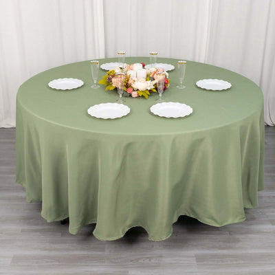 Premium Polyester Round Tablecloth 108" Dusty Sage Green - 220GSM Wrinkle-Resistant & Durable Table Cover