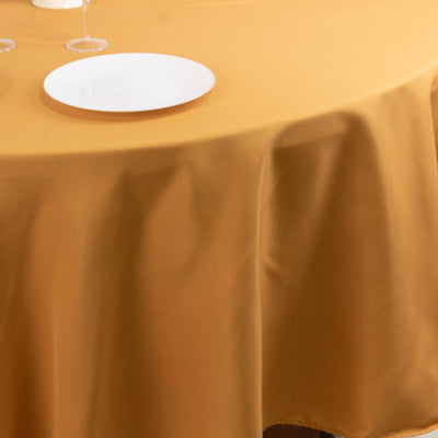 Premium Polyester Round Tablecloth 108" Gold - 220GSM Wrinkle-Resistant & Durable Table Cover