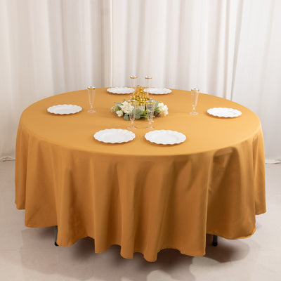 Premium Polyester Round Tablecloth 108" Gold - 220GSM Wrinkle-Resistant & Durable Table Cover