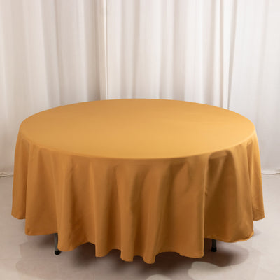 Premium Polyester Round Tablecloth 108" Gold - 220GSM Wrinkle-Resistant & Durable Table Cover