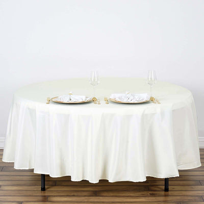 Polyester Round Tablecloth 108" Ivory - Durable and Stain-Resistant for Easy Maintenance