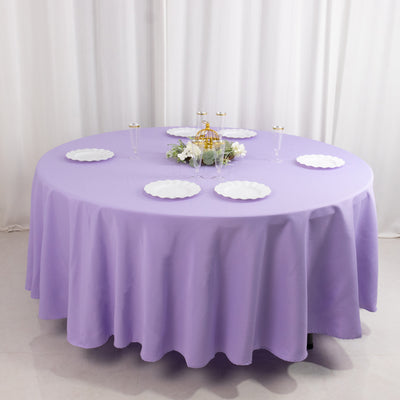 Premium Polyester Round Tablecloth 108" Lavender Lilac - 220GSM Wrinkle-Resistant & Durable Table Cover