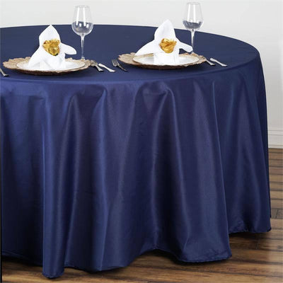 Polyester Round Tablecloth 108" Navy Blue - Durable and Stain-Resistant for Easy Maintenance