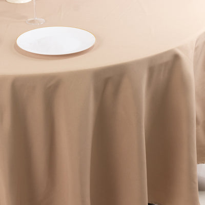 Premium Polyester Round Tablecloth 108" Nude - 220GSM Wrinkle-Resistant & Durable Table Cover