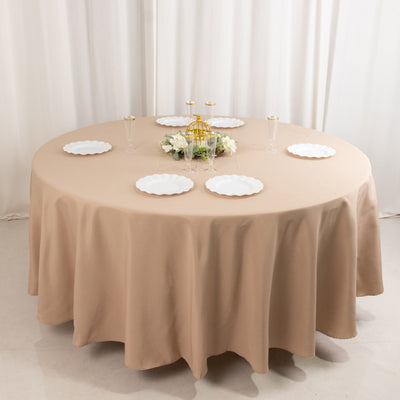 Premium Polyester Round Tablecloth 108" Nude - 220GSM Wrinkle-Resistant & Durable Table Cover