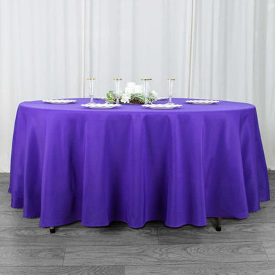 Premium Polyester Round Tablecloth 108" Purple - 220GSM Wrinkle-Resistant & Durable Table Cover