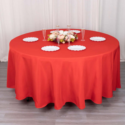 Premium Polyester Round Tablecloth 108" Red - 220GSM Wrinkle-Resistant & Durable Table Cover