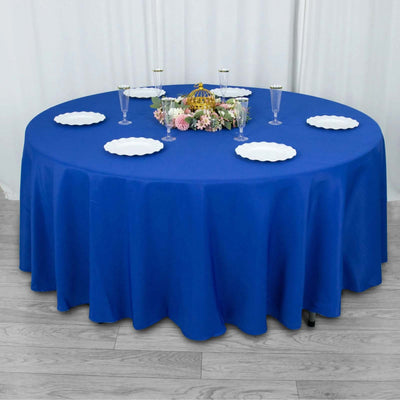 Premium Polyester Round Tablecloth 108" Royal Blue - 220GSM Wrinkle-Resistant & Durable Table Cover