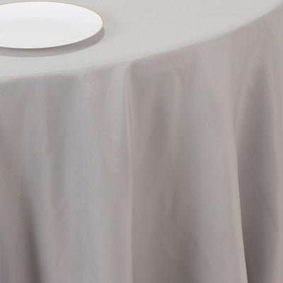 Premium Polyester Round Tablecloth 108" Silver - 220GSM Wrinkle-Resistant & Durable Table Cover