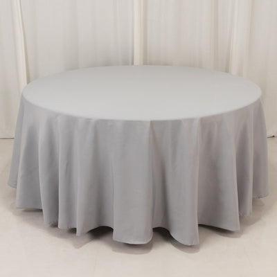 Premium Polyester Round Tablecloth 108" Silver - 220GSM Wrinkle-Resistant & Durable Table Cover