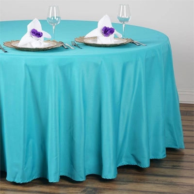 Polyester Round Tablecloth 108" Turquoise - Durable and Stain-Resistant for Easy Maintenance