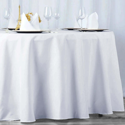 Premium Polyester Round Tablecloth 108" White - 220GSM Wrinkle-Resistant and Durable Table Cover for Weddings & Events
