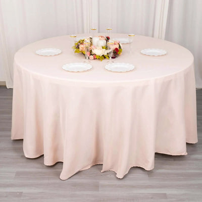 Premium Polyester Round Tablecloth 120" Blush - Seamless 220GSM Table Cover