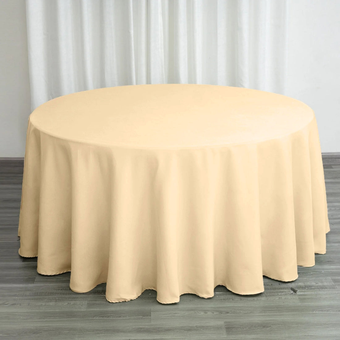 Beige Polyester Round Tablecloth 120 Inch