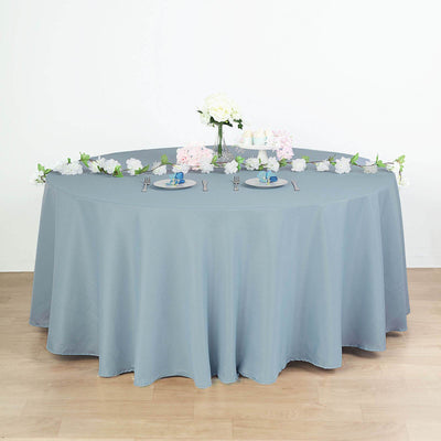 Polyester Round Tablecloth 120" Dusty Blue - Durable & Seamless Table Cover