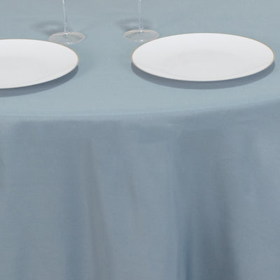 Premium Polyester Round Tablecloth 120" Dusty Blue - Seamless 220GSM Table Cover