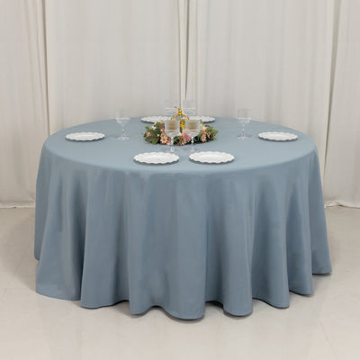 Premium Polyester Round Tablecloth 120" Dusty Blue - Seamless 220GSM Table Cover
