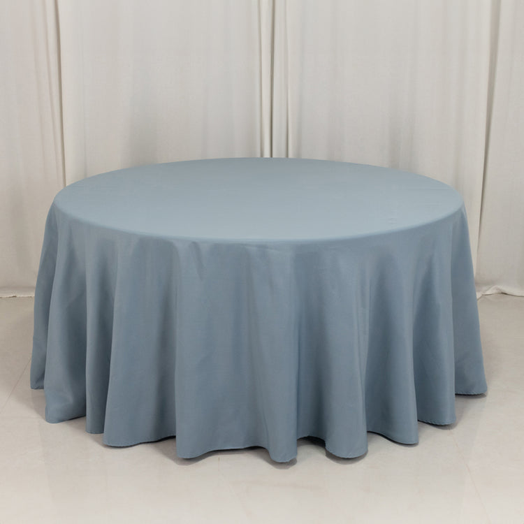 Dusty Blue Seamless Premium Polyester Round Tablecloth 220GSM 120inch for 5 Foot Table