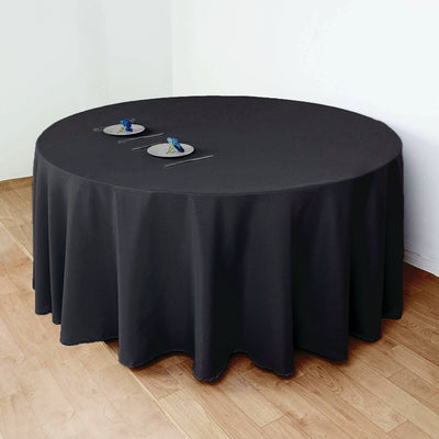 Polyester Round Tablecloth 120" Black - Durable & Seamless Design for Polished Event Styling