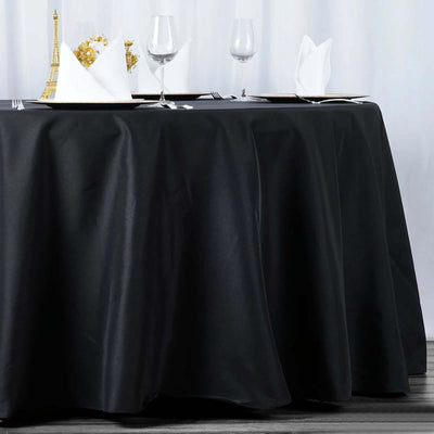 Premium Polyester Round Tablecloth 120" Black - Seamless 220GSM Wrinkle-Resistant & Durable Table Cover