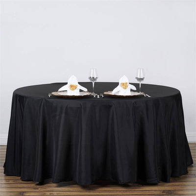 Polyester Round Tablecloth 120" Black - Durable & Seamless Design for Polished Event Styling