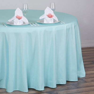 Polyester Round Tablecloth 120" Light Blue - Durable & Seamless Table Cover
