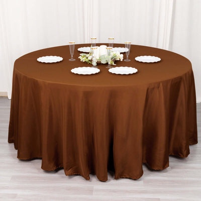 Polyester Round Tablecloth 120" Cinnamon Brown - Durable & Seamless Table Cover