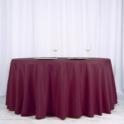 Polyester Round Tablecloth 120" Burgundy - Durable & Seamless Table Cover