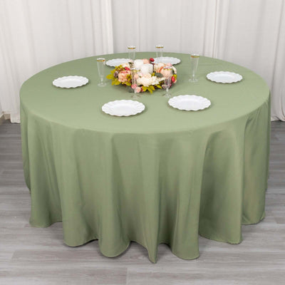 Premium Polyester Round Tablecloth 120" Dusty Sage Green - Seamless 220GSM Table Cover