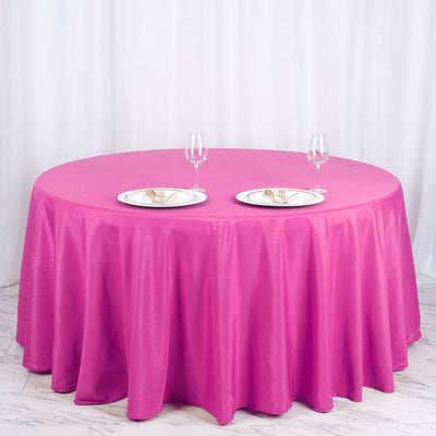 Polyester Round Tablecloth 120" Fuchsia - Durable & Seamless Table Cover