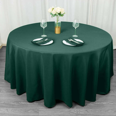 Premium Polyester Round Tablecloth 120" Hunter Emerald Green - Seamless 220GSM Table Cover