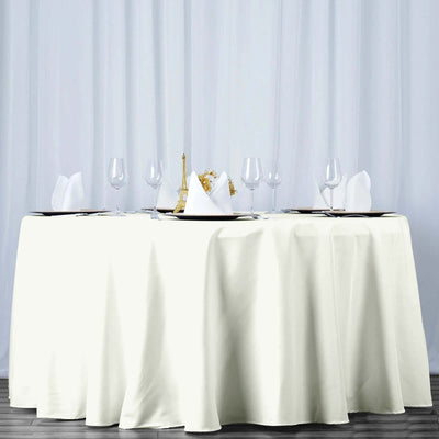 Premium Polyester Round Tablecloth 120" Ivory - Seamless 220GSM Table Cover