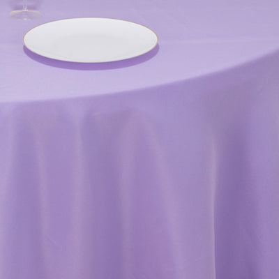 Premium Polyester Round Tablecloth 120" Lavender Lilac - Seamless 220GSM Table Cover