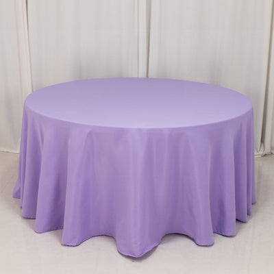Premium Polyester Round Tablecloth 120" Lavender Lilac - Seamless 220GSM Table Cover