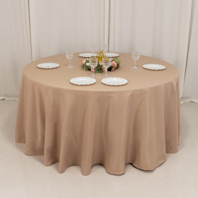 Premium Polyester Round Tablecloth 120" Nude - Seamless 220GSM Table Cover