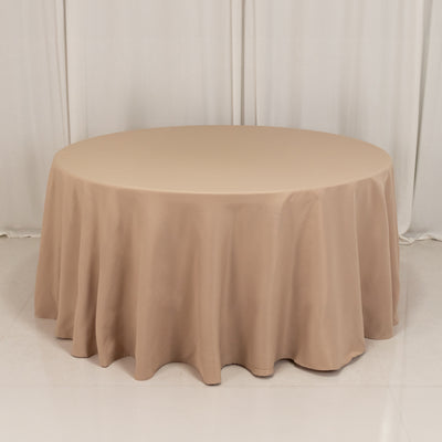 Premium Polyester Round Tablecloth 120" Nude - Seamless 220GSM Table Cover