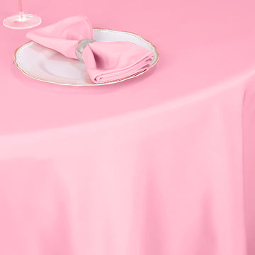 <h3 style="margin-left:0px;"><strong>Durable Pink Seamless Premium Polyester Round Tablecloth</strong>