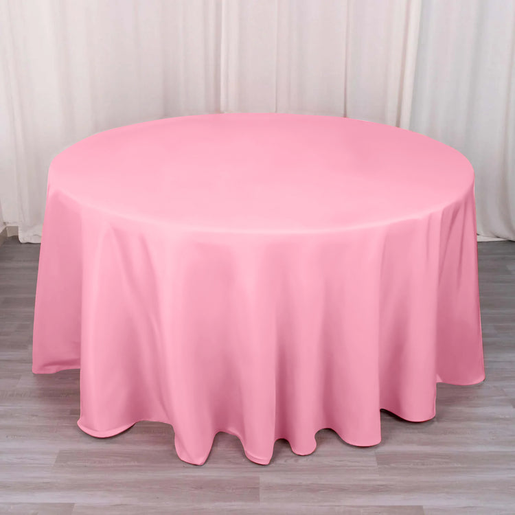 Pink Seamless Premium Polyester Round Tablecloth 220GSM 120 for 5 Foot Table