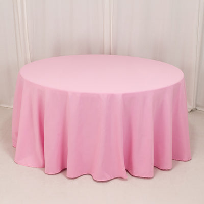 Premium Polyester Round Tablecloth 120" Pink - Seamless 220GSM Table Cover