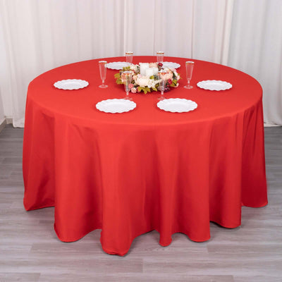 Premium Polyester Round Tablecloth 120" Red - Seamless 220GSM Table Cover