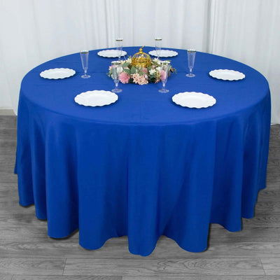 Premium Polyester Round Tablecloth 120" Royal Blue - Seamless 220GSM Table Cover