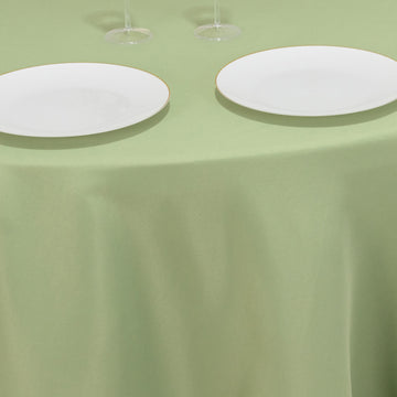 <h3 style="margin-left:0px;">Durable <strong>Sage Green Seamless Premium Polyester Round Tablecloth</strong>