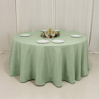 Premium Polyester Round Tablecloth 120" Sage Green - Seamless 220GSM Table Cover