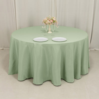 Premium Polyester Round Tablecloth 120" Sage Green - Seamless 220GSM Table Cover