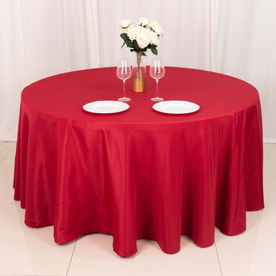 Polyester Round Tablecloth 120" Wine - Durable & Seamless Table Cover