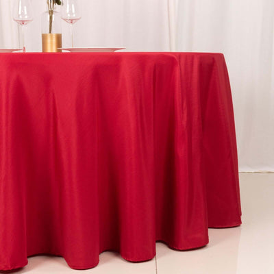 Polyester Round Tablecloth 120" Wine - Durable & Seamless Table Cover