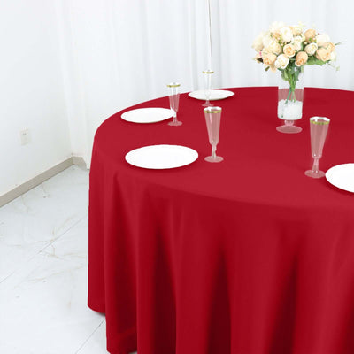 Polyester Round Tablecloth 120" Wine - Durable & Seamless Table Cover