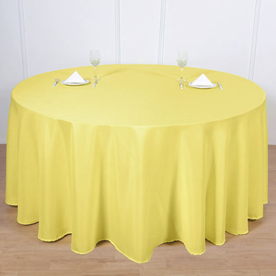Polyester Round Tablecloth 120" Yellow - Durable & Seamless Table Cover