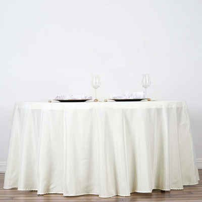Polyester Round Tablecloth 132" Ivory - Seamless Finish Table Cover